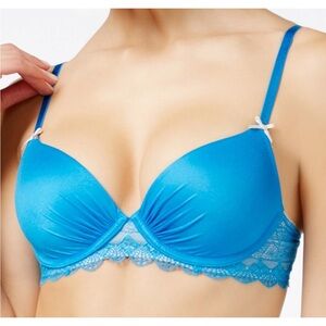 Heidi by Heidi Klum Fit New Geometric Lace Bra Brilliant Blue 36A EUC